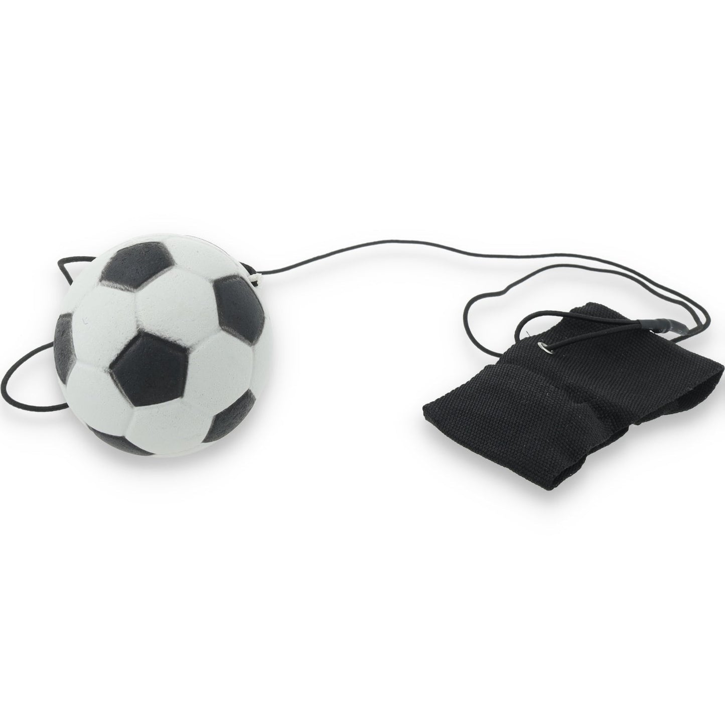 Return Rubber Soccer Ball on Nylon String with Wrist Band - Black/White