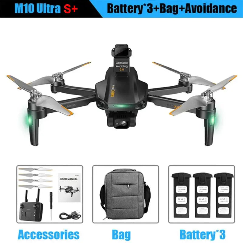 XMR/C M10 Ultra S+ 4K Drone 3-Axis EIS Gimbal 360° Obstacle Avoidance 5G WIFI GPS 4KM FPV Brushless Quadcopter