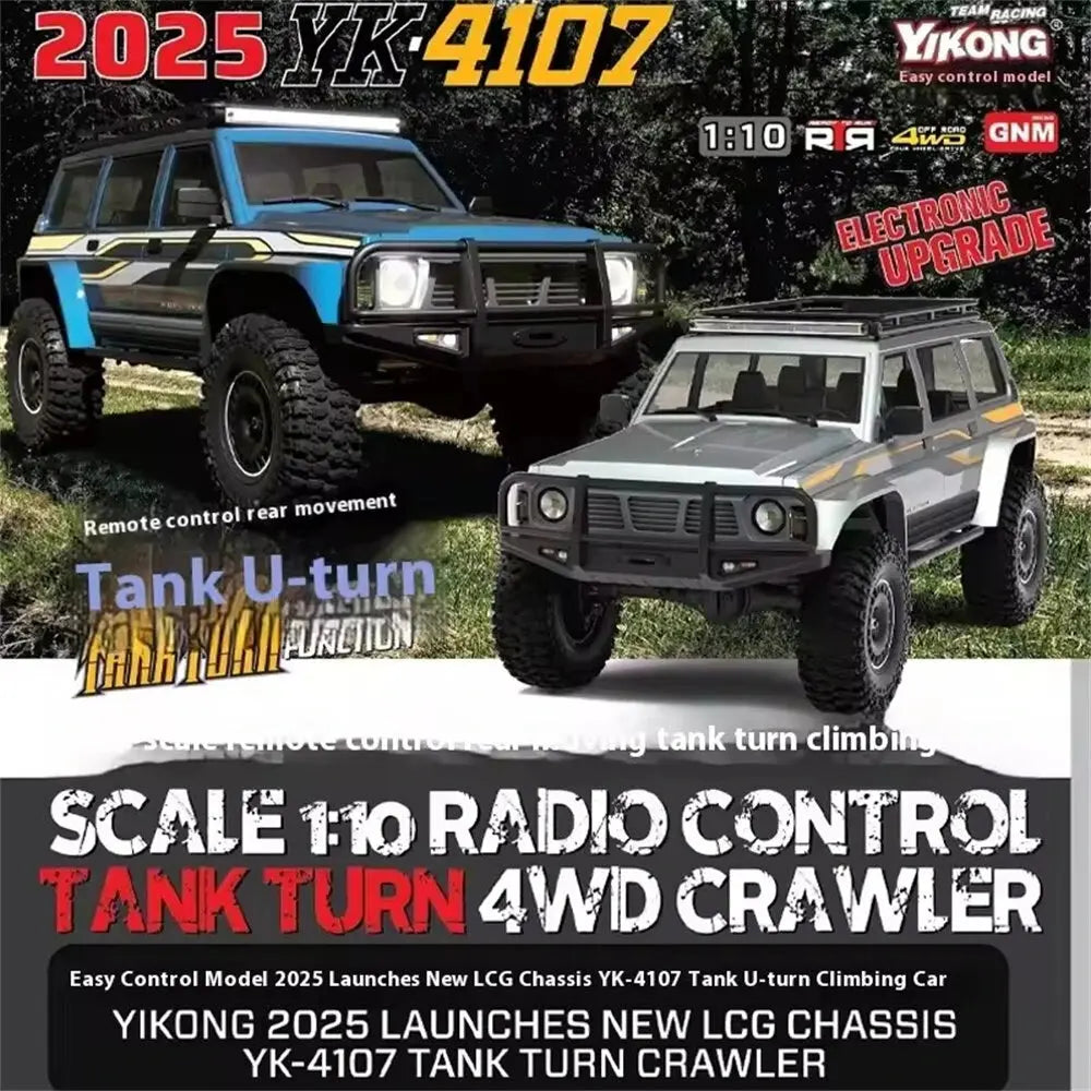 YIKONG YK4107 PRO Brushless 1/10 4WD RC Car Rock Crawler Two Speed Differential Lock LCG Chassis Tank Turn LED Lights Off-Road Climbing Truck