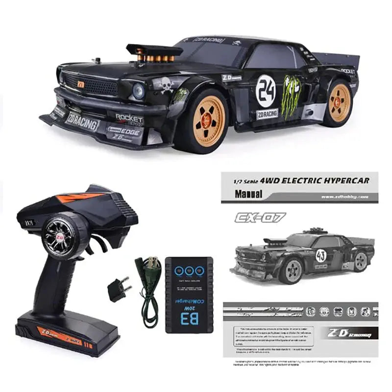 ZD Racing EX-07 1/7 Scale 4WD Brushless RC Car 130km/h High Speed Flat Drift Sports Car RTR