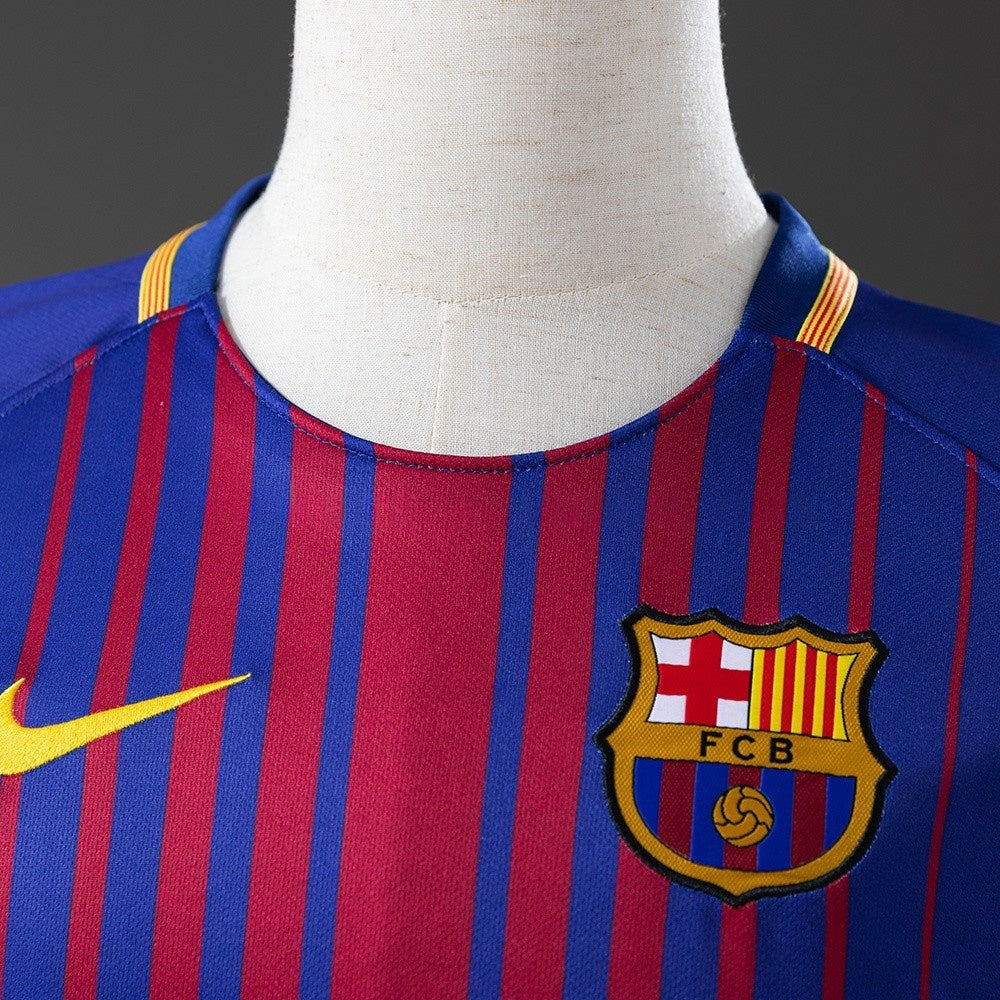 Barcelona Jersey 2017-18 Home Retro Football Kit Long Sleeves