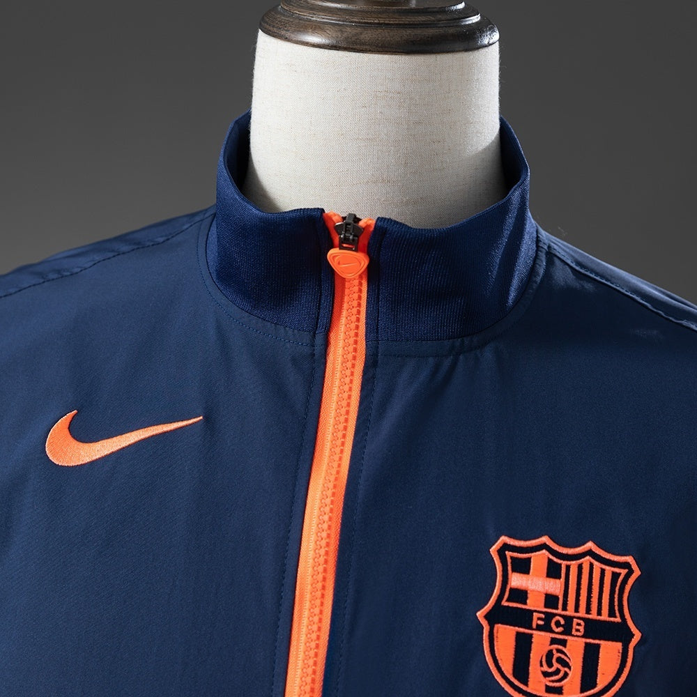 Barcelona Windbreaker 2025/26 Navy Blue & Orange Football Soccer Jacket