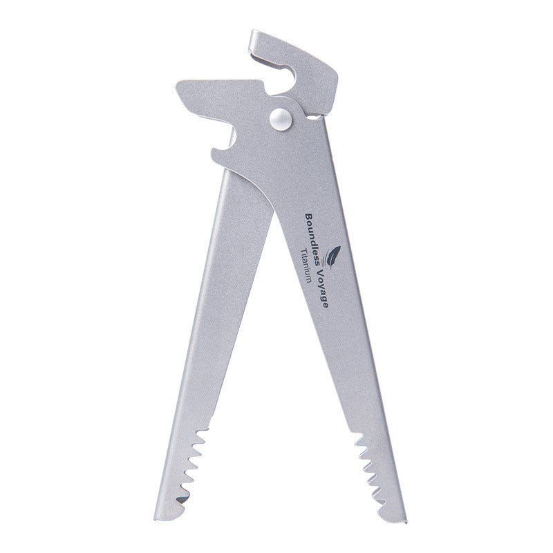 Camping Tool – Pure Titanium Tongs with 3-in-1 Pot Gripper, Bottle Opener & Wrench