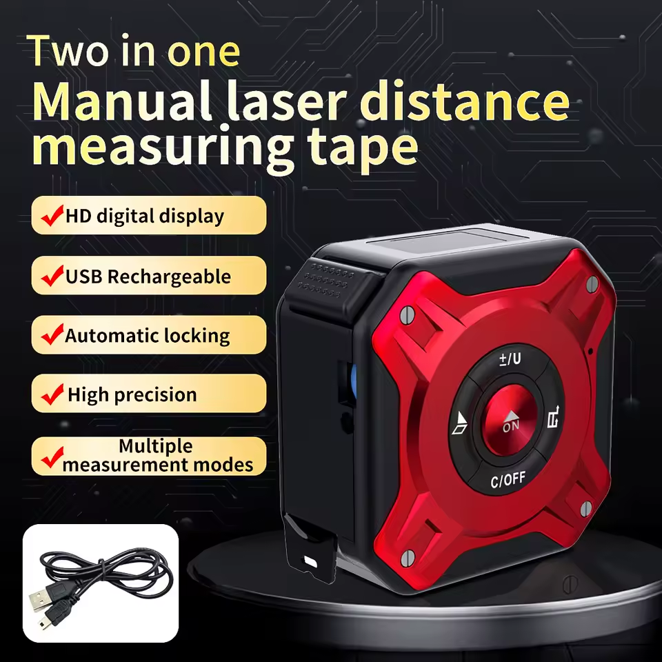 Digital Measuring Tool – Laser Tape Measure 2-in-1 135ft USB Rechargeable Construction DIY