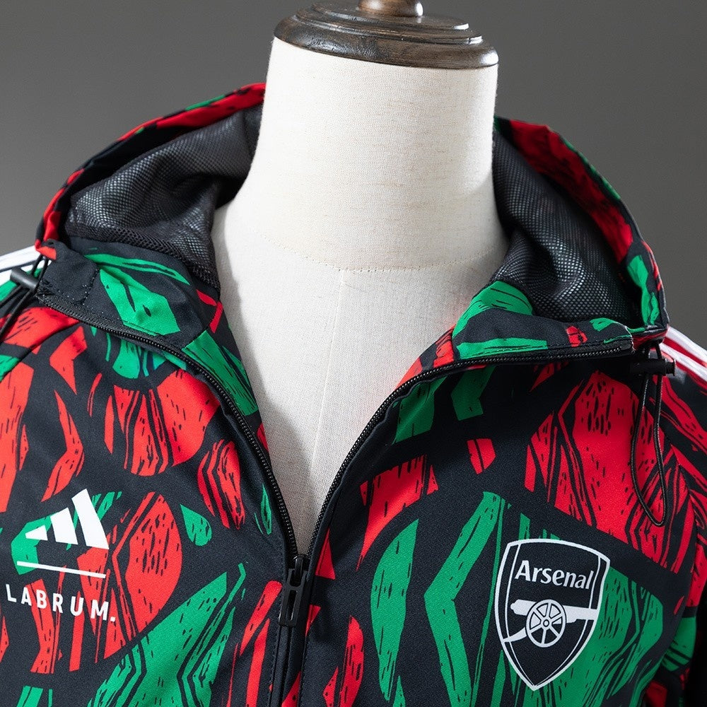 Arsenal Windbreaker 2025/26 Green Red Football Kit