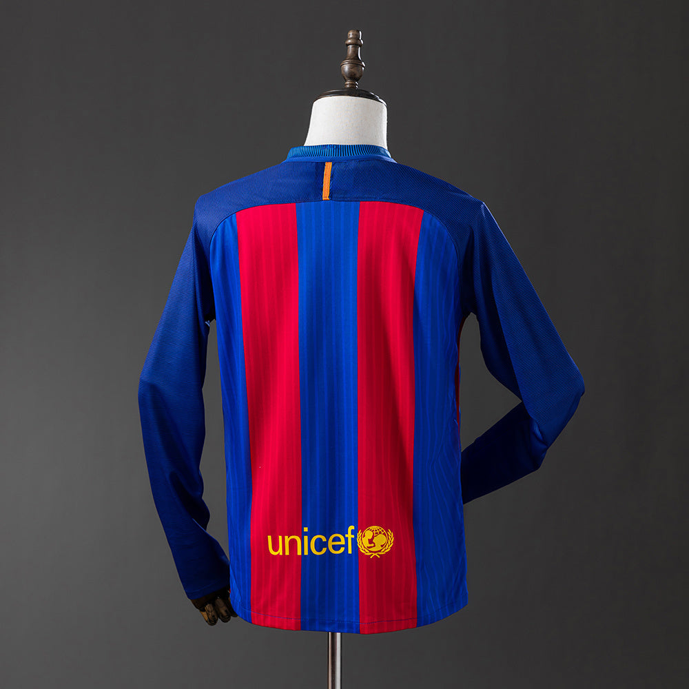 Barcelona Jersey 2016/17 Home Retro Football Kit Long Sleeves