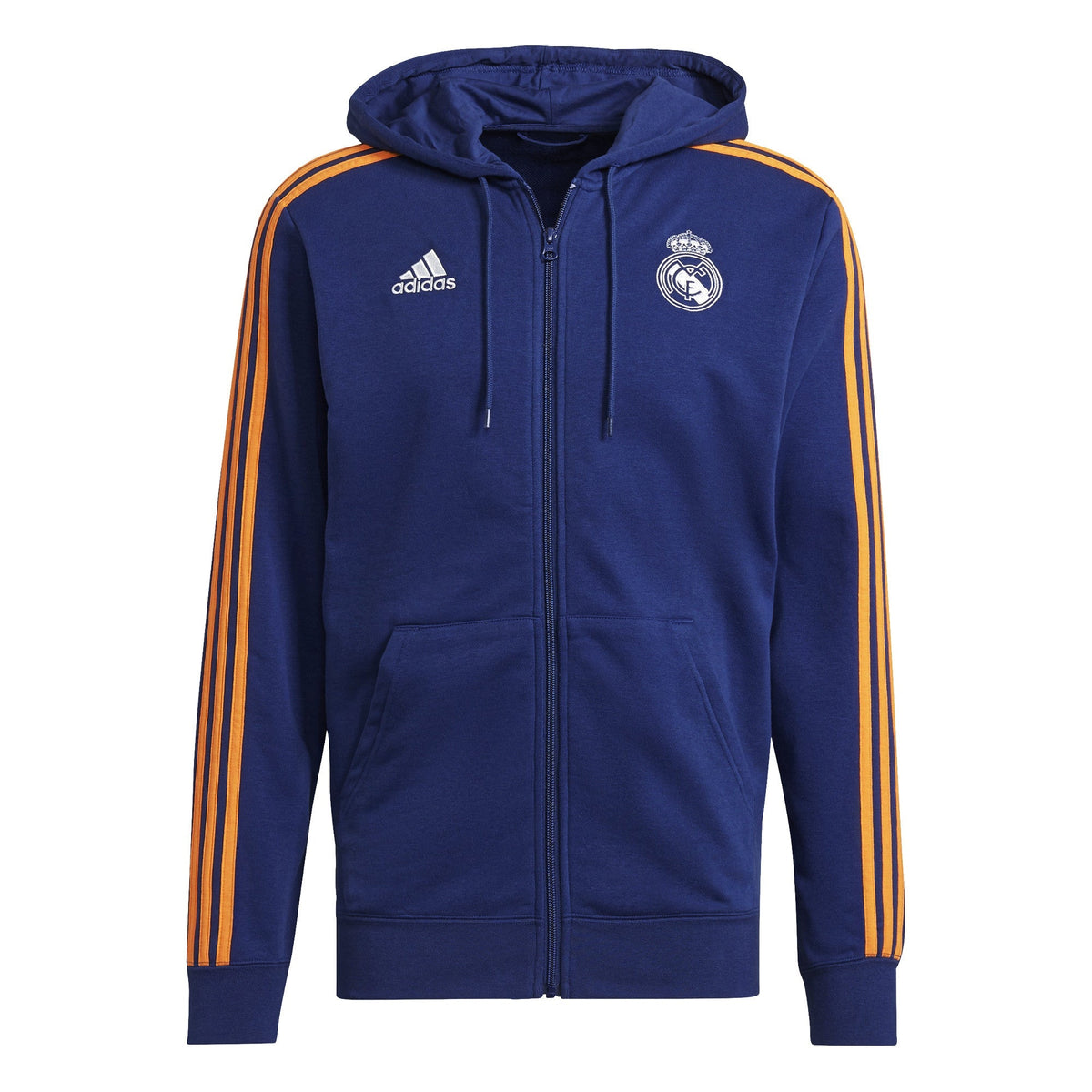 Adidas Men's Real Madrid 3 Stripes Track Jacket- BLUE/ORANGE