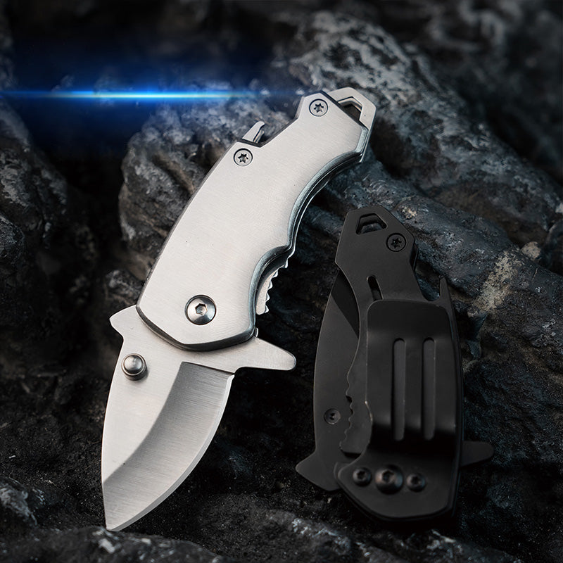 Stainless Steel Utility Knife – Shark Fang Mini Folding with Keychain EDC