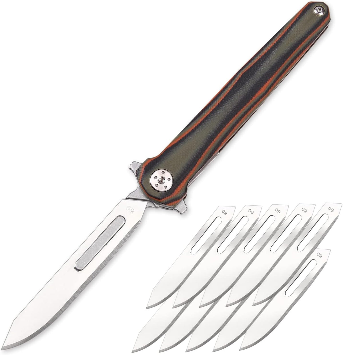 Steel Folding Knife – ViperFold Scalpel with Carbon Blade with G10 Handle + 10 Blades
