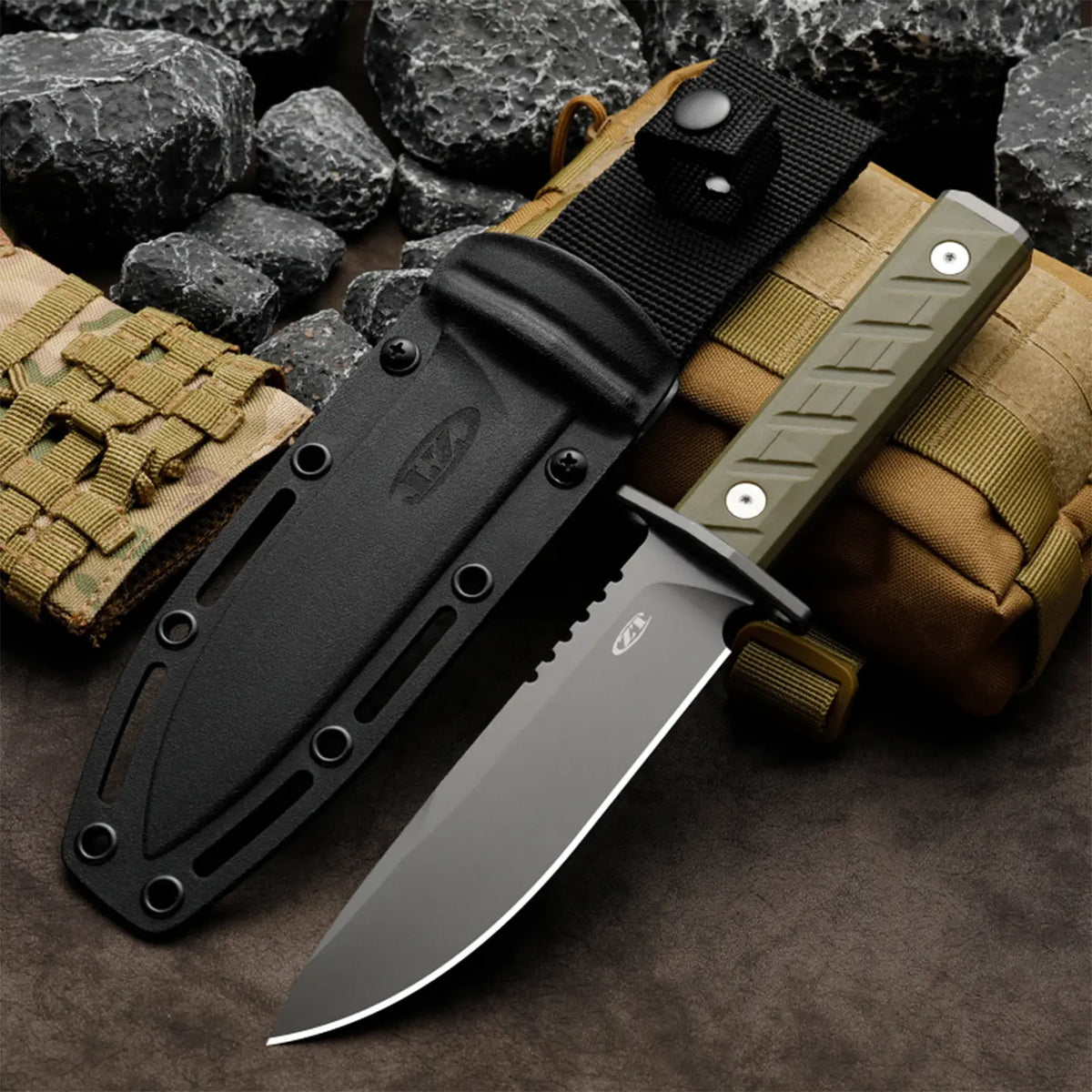 Titanium Bushcraft Knife – Survival Fixed Blade 7Cr Steel Coating Hunting Camping Tactical