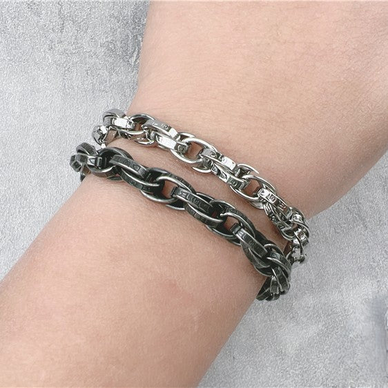 Vintage Dragon Bracelet – Six-Character Mantra with Twisted Bone Titanium Steel
