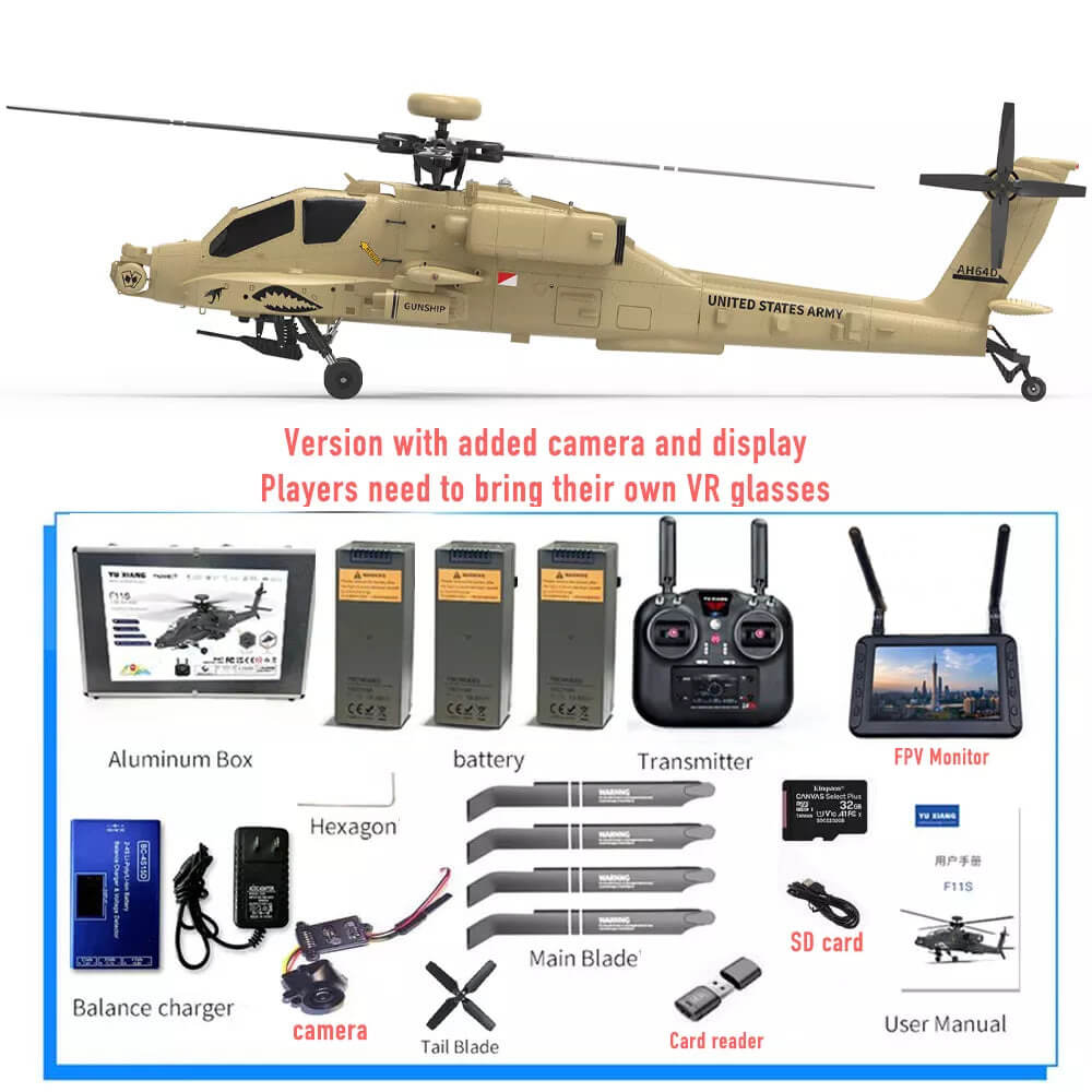 YUXIANG F11H Apache RC Helicopter GPS Brushless 3D Stunt Altitude Hold Optical Flow Positioning RTF