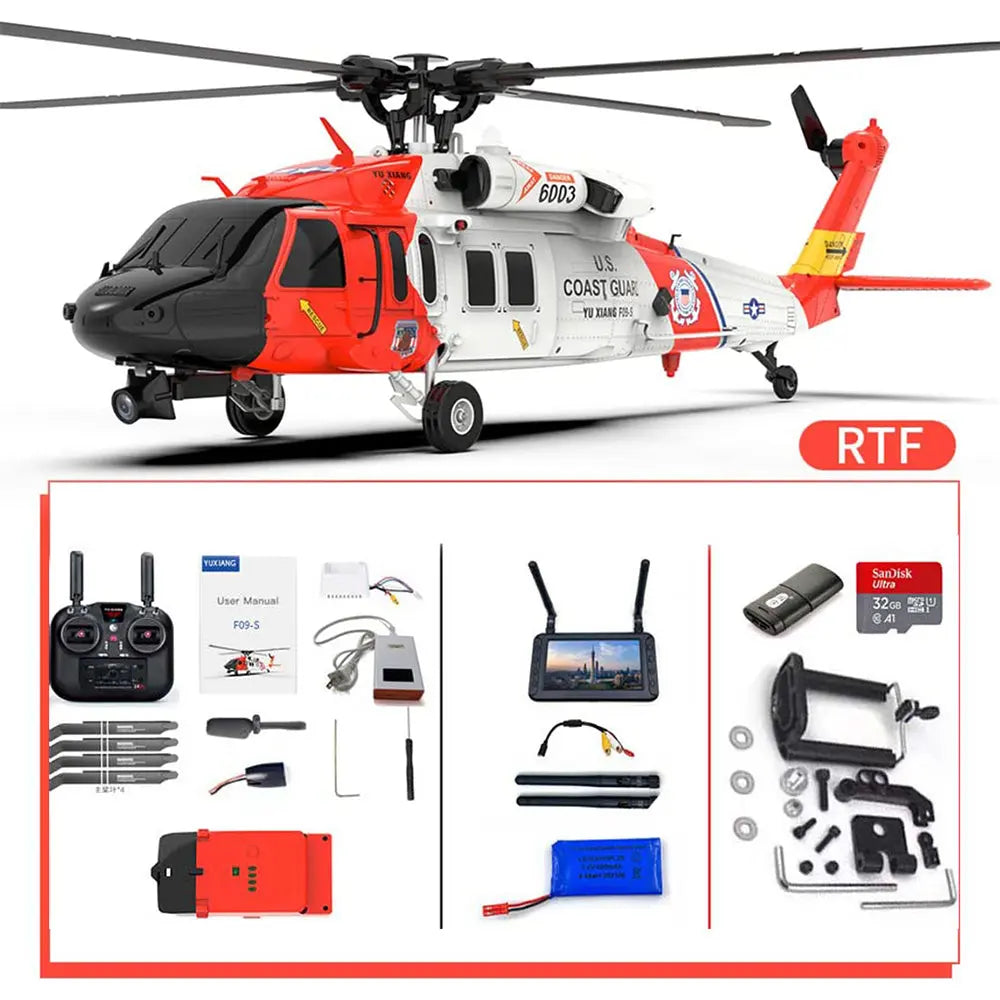 YUXIANG F09-S 1:47 Scale 2.4G 6CH GPS Optical Flow 5.8G FPV Dual Brushless 6-Axis Gyro Flybarless RC Helicopter RTF