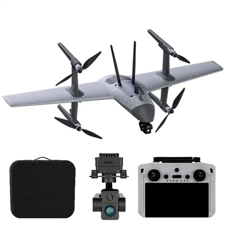 HEQUVA SWAN VOYAGER K8T-V2 VTOL Fixed Wing UAV 4K Thermal Imaging Drone AI Tracking 60Min Flight 15KM Transmission