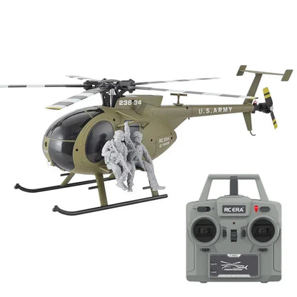 RCERA C189S MD500 Little Bird 1/28 Scale 6CH Dual Brushless Optical Flow RC Military Helicopter RTF