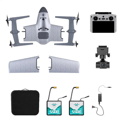 HEQUVA Swan Voyager K8-V2 VTOL Fixed Wing Drone 60 Min Flight Time 4K FPV RC Airplane RTF
