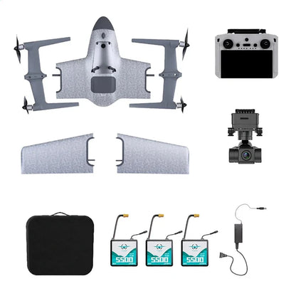 HEQUVA Swan Voyager K8-V2 VTOL Fixed Wing Drone 60 Min Flight Time 4K FPV RC Airplane RTF