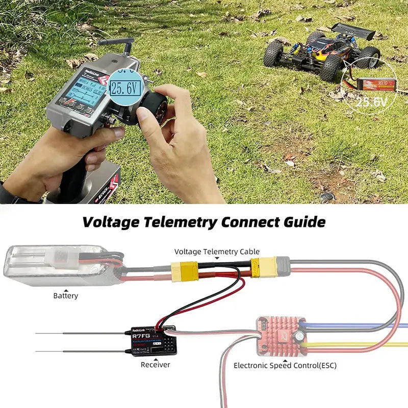 Radiolink RC6GS V3 2.4G 7CH Radio Transmitter with R7FG Gyro Telemetry Receiver Remote Controller for RC Car Boat