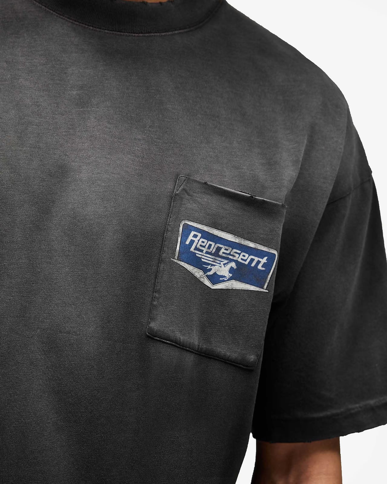 Represent Nothing Faster T-Shirt in Stained Black