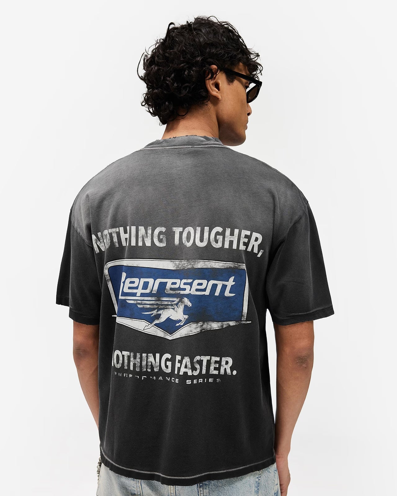 Represent Nothing Faster T-Shirt in Stained Black