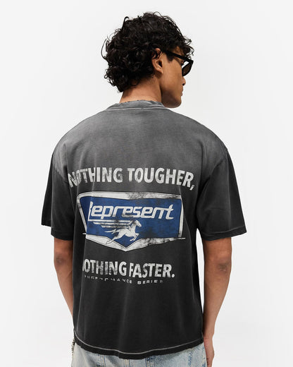 Represent Nothing Faster T-Shirt in Stained Black