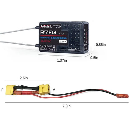 Radiolink RC6GS V3 2.4G 7CH Radio Transmitter with R7FG Gyro Telemetry Receiver Remote Controller for RC Car Boat