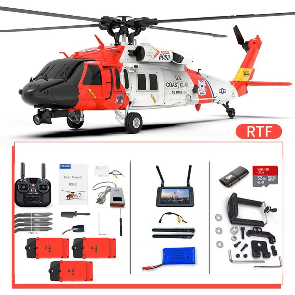 YUXIANG F09-S 1:47 Scale 2.4G 6CH GPS Optical Flow 5.8G FPV Dual Brushless 6-Axis Gyro Flybarless RC Helicopter RTF