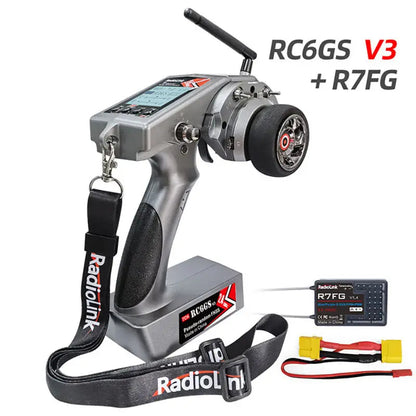 Radiolink RC6GS V3 2.4G 7CH Radio Transmitter with R7FG Gyro Telemetry Receiver Remote Controller for RC Car Boat