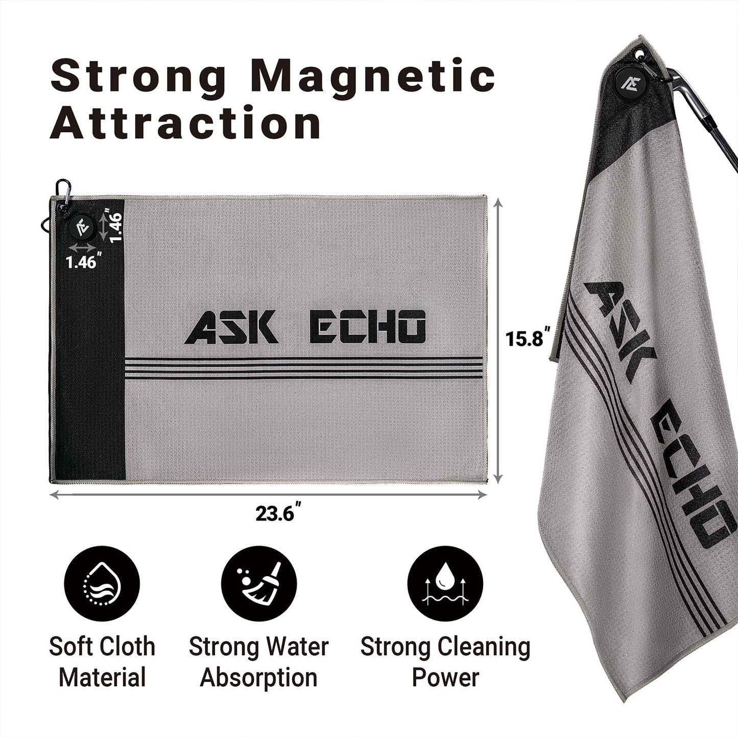 ASK ECHO Waffle Weave Microfiber With Magnetic Golf Cotton Towel