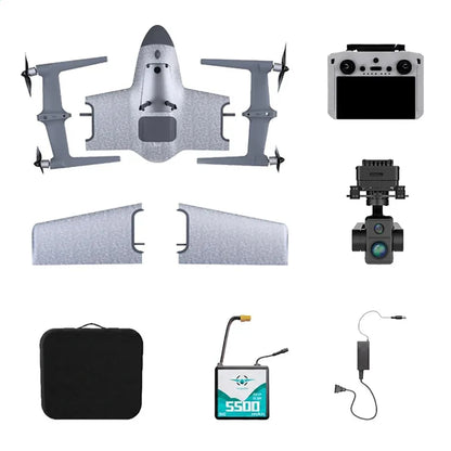 HEQUVA SWAN VOYAGER K8T-V2 VTOL Fixed Wing UAV 4K Thermal Imaging Drone AI Tracking 60Min Flight 15KM Transmission