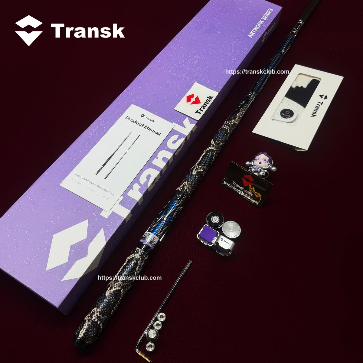 Transk Limited-Edition Blue Metal Pool Cue Set with Accessories – 11.8/12.5/10.5mm Tips, Textured Grip