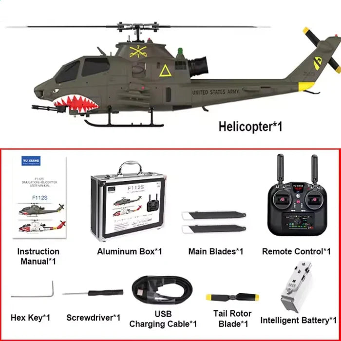 YUXIANG F112S AH-1 Cobra RC Helicopter 1:32 Scale 9CH GPS Optical Flow Altitude Hold