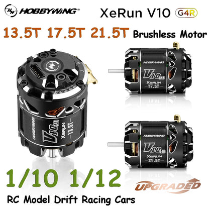 Hobbywing XeRun V10 G4R ROAR Sensored Brushless Motor for 1/10 RC Drift & Racing (13.5T / 17.5T / 21.5T)