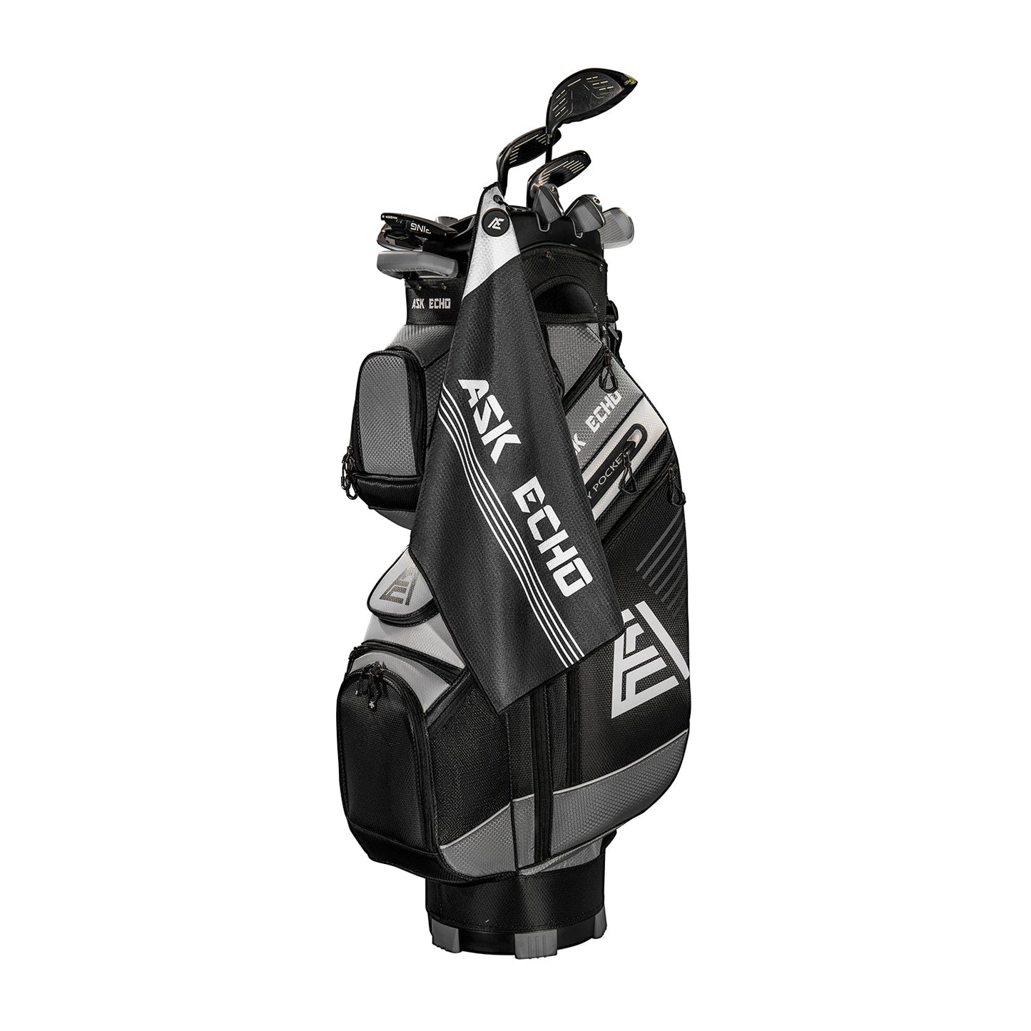ASK ECHO Waffle Weave Microfiber With Magnetic Golf Cotton Towel / Black