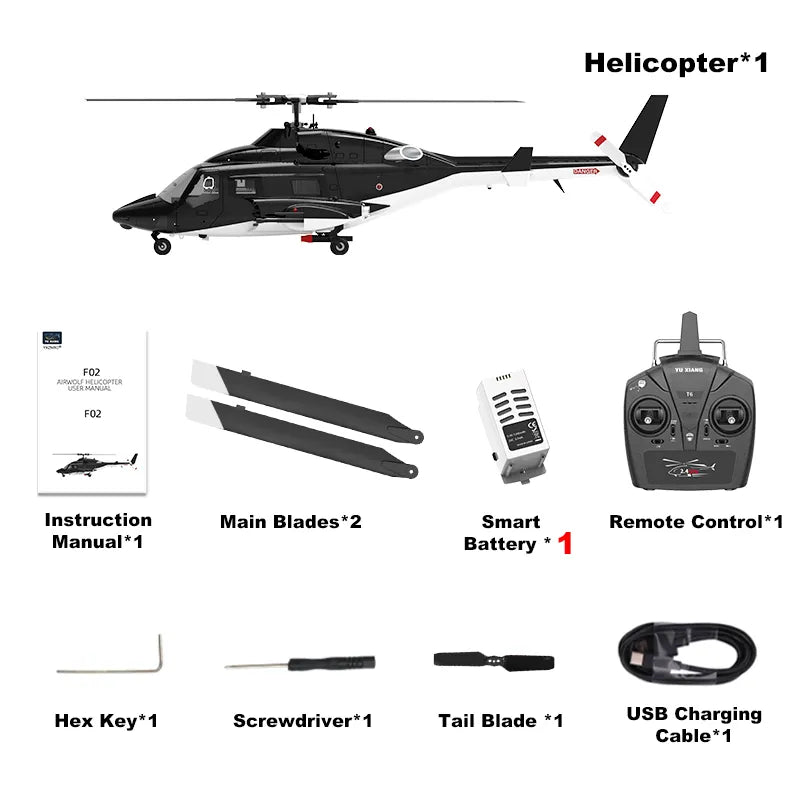 YUXIANG F02 Airwolf RC Helicopter Auto Stabilized 6CH 6-Axis Gyro Optical Flow Positioning Helicopter