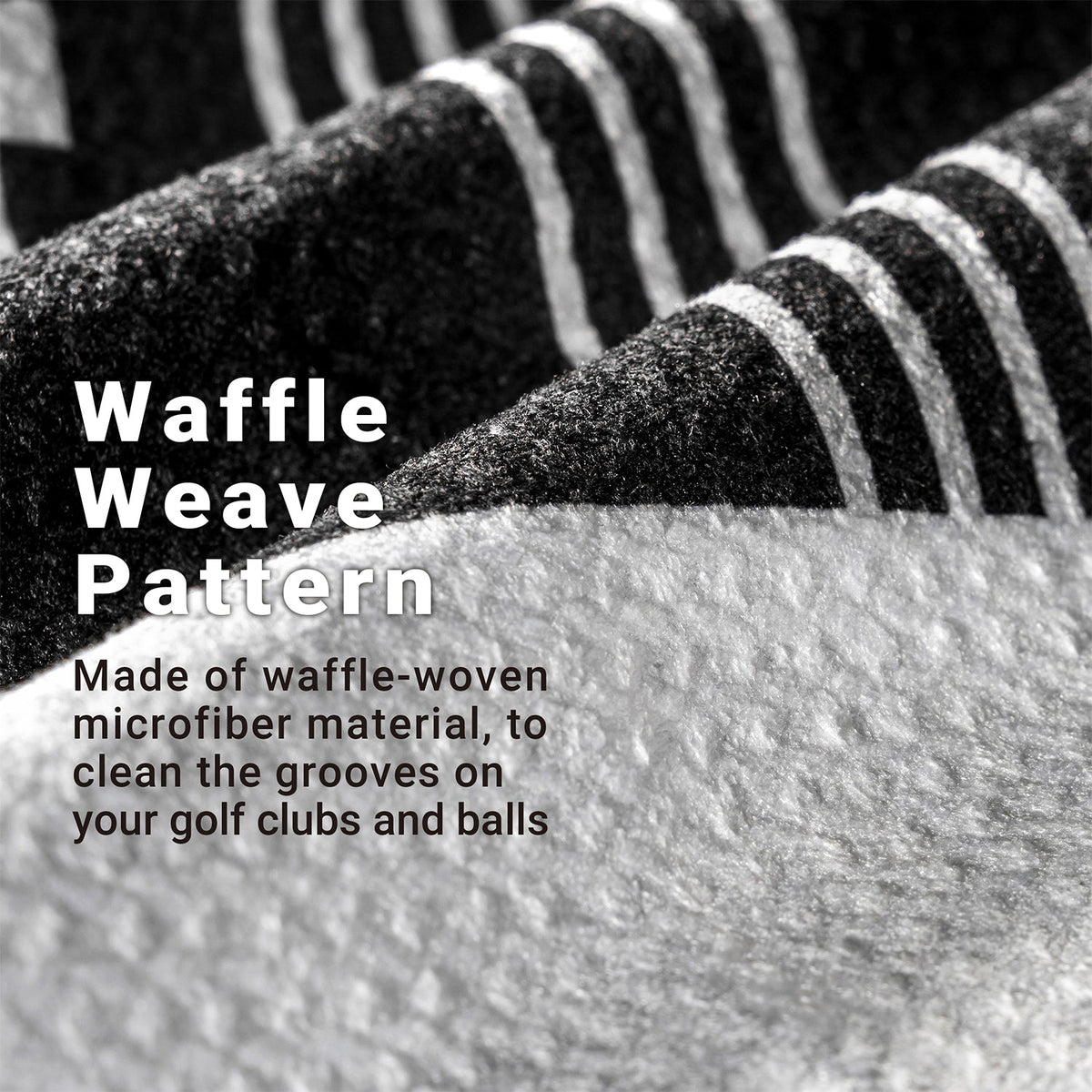ASK ECHO Waffle Weave Microfiber With Magnetic Golf Cotton Towel / Black