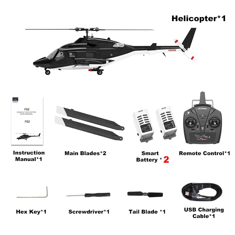 YUXIANG F02 Airwolf RC Helicopter Auto Stabilized 6CH 6-Axis Gyro Optical Flow Positioning Helicopter