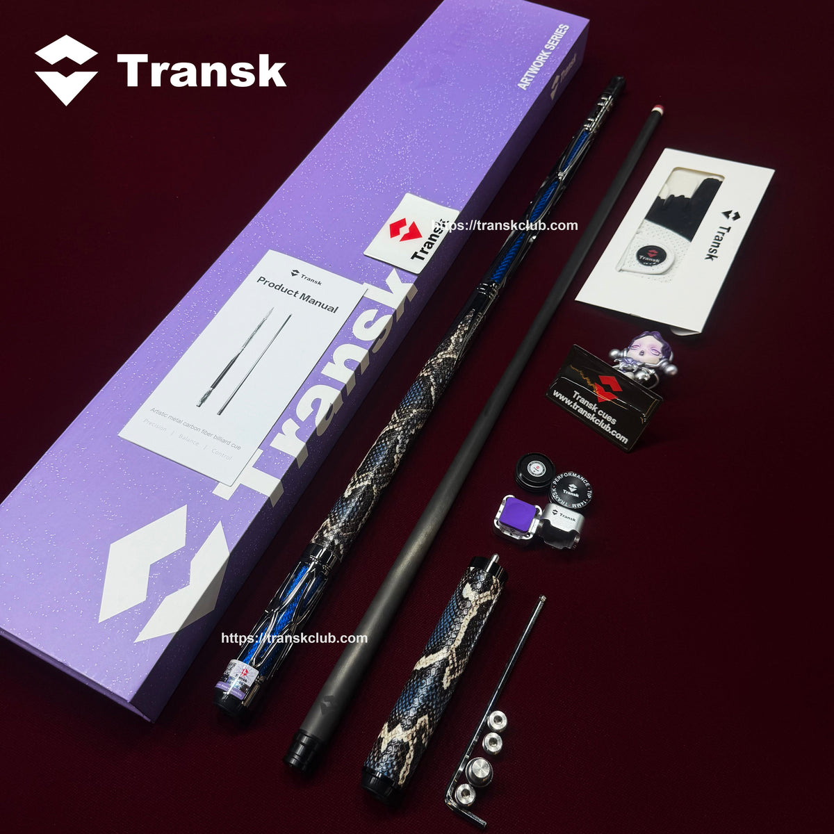 Transk Limited-Edition Blue Metal Pool Cue Set with Accessories – 11.8/12.5/10.5mm Tips, Textured Grip