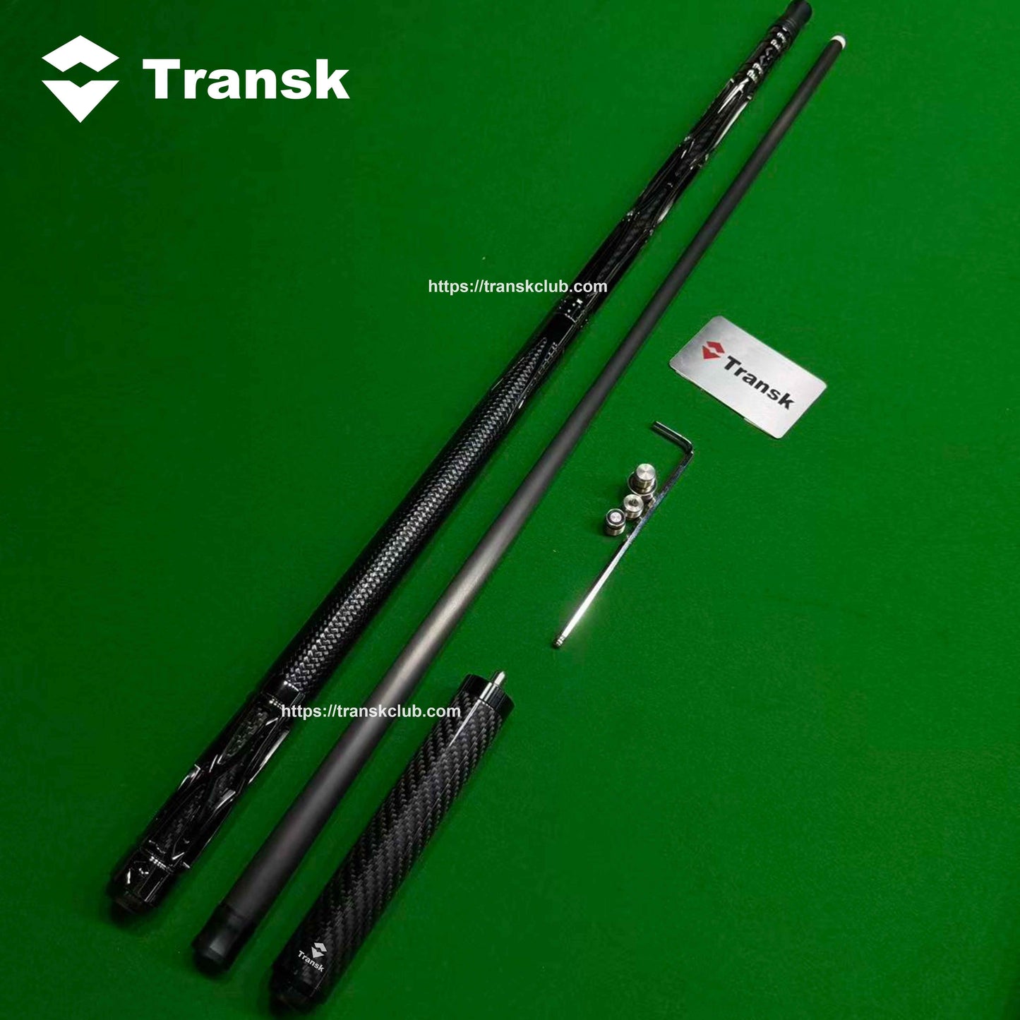 Transk Metal Carbon Fiber Pool Cue (SINGLE CUE)- Gold, Red, Purple, 10.5/11.8/12.5mm Tip(WITH An extension & weight Adjuster)