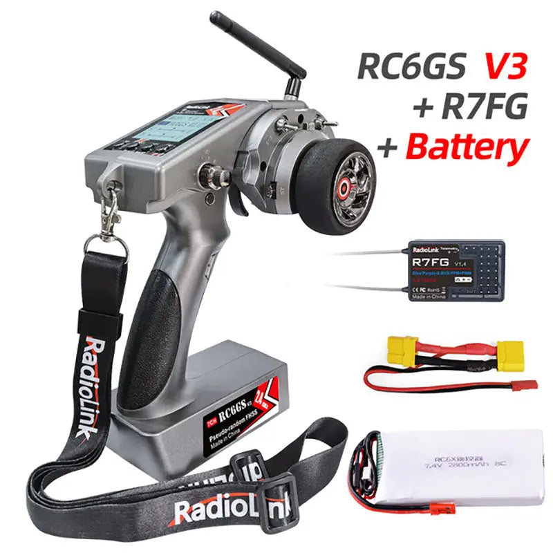 Radiolink RC6GS V3 2.4G 7CH Radio Transmitter with R7FG Gyro Telemetry Receiver Remote Controller for RC Car Boat