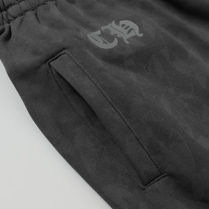 Chrome Hearts Men Designer Wide Leg Jeans Vintage Black with Quilted Texture and Distressed Hem 1115