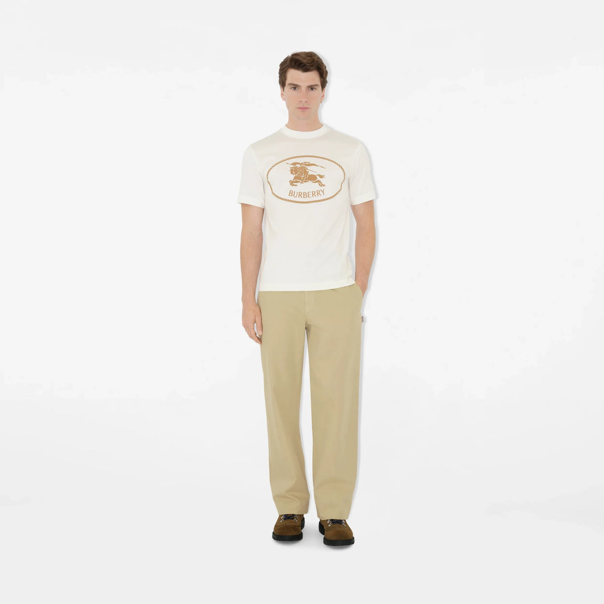Burberry Knight Stamp Cotton T-Shirt in Chalk