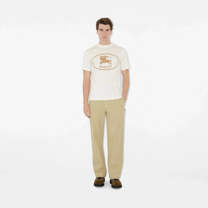 Burberry Knight Stamp Cotton T-Shirt in Chalk