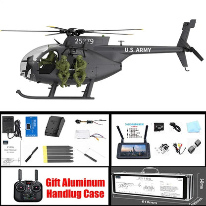 YUXIANG F118S MH-6 Little Bird 1/16 Scale 250-Class FPV RC Military Helicopter 5-Blade Flybarless GPS RTF