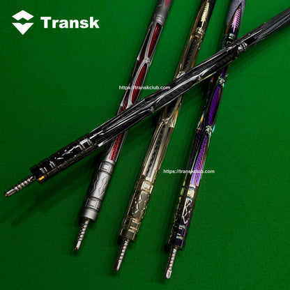 Transk Metal Carbon Fiber Pool Cue (SINGLE CUE)- Gold, Red, Purple, 10.5/11.8/12.5mm Tip(WITH An extension & weight Adjuster)