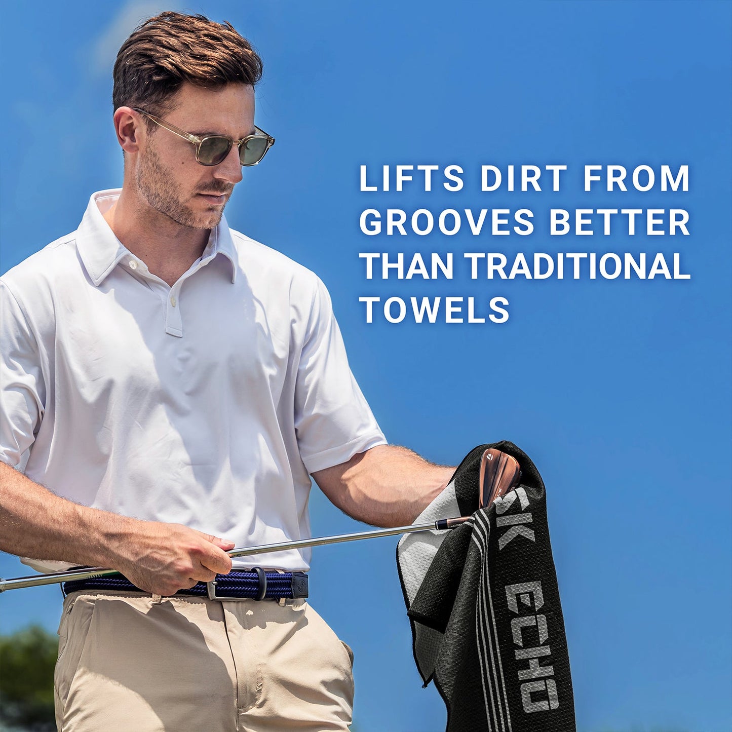 ASK ECHO Waffle Weave Microfiber With Magnetic Golf Cotton Towel / Black