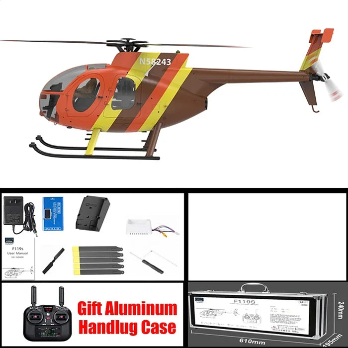 YUXIANG F118S MH-6 Little Bird 1/16 Scale 250-Class FPV RC Military Helicopter 5-Blade Flybarless GPS RTF