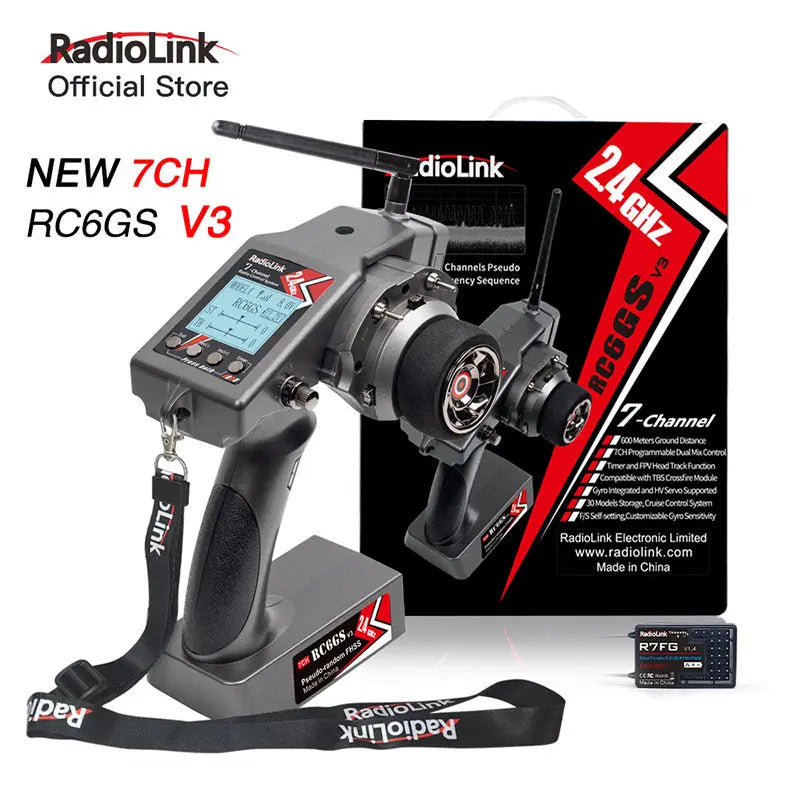 Radiolink RC6GS V3 2.4G 7CH Radio Transmitter with R7FG Gyro Telemetry Receiver Remote Controller for RC Car Boat