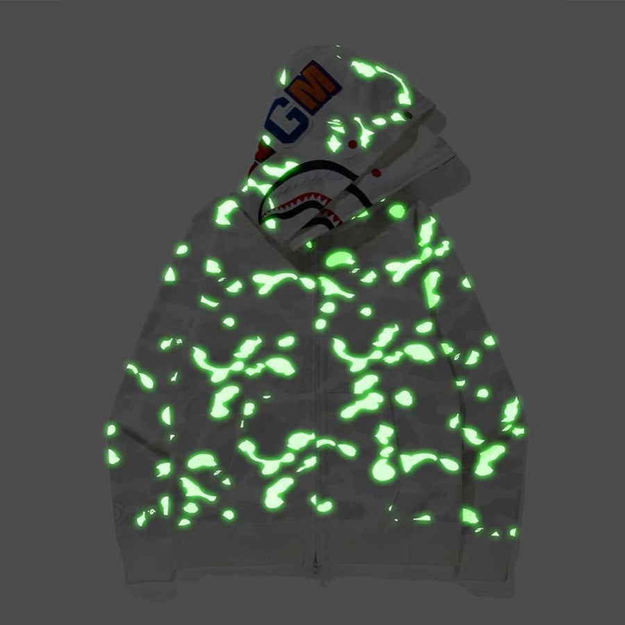 BAPE Shark Shark Head Double Hood Sweater Luminous Spots