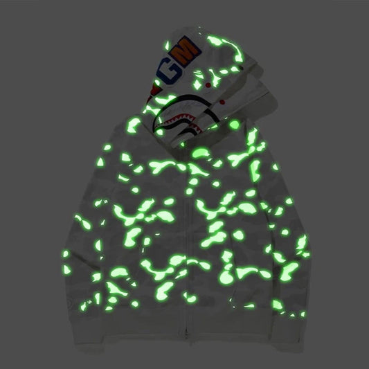 BAPE Shark Shark Head Double Hood Sweater Luminous Spots